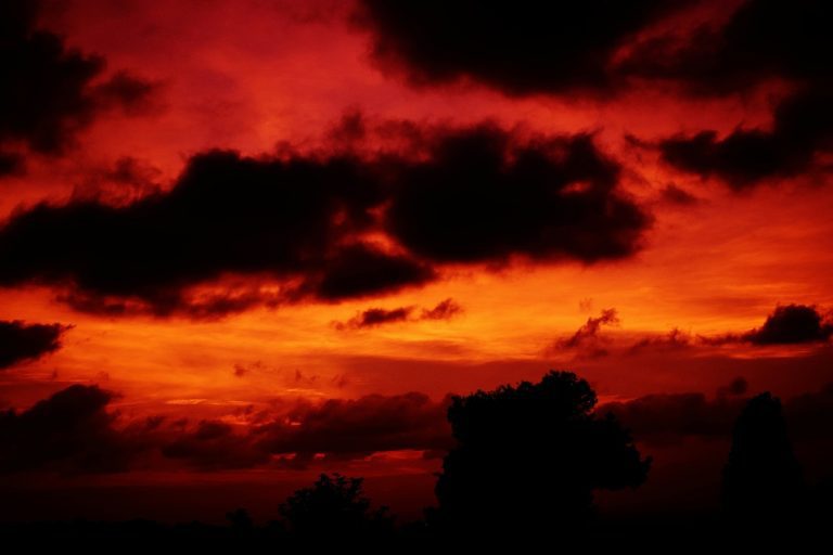 Dark red sky with clouds