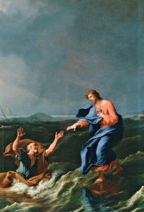Jesus saves Saint Peter from drowning