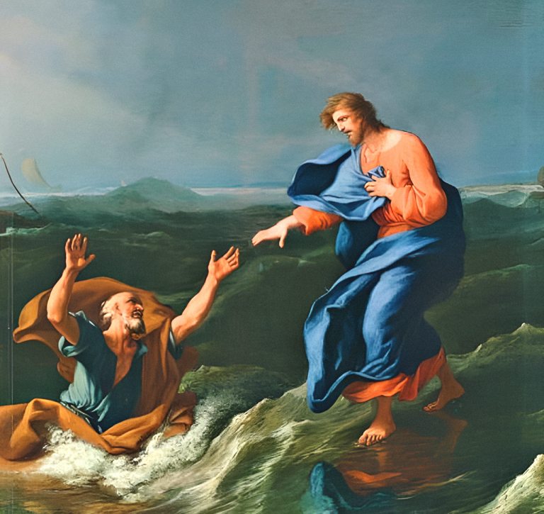 Jesus saves Saint Peter from drowning